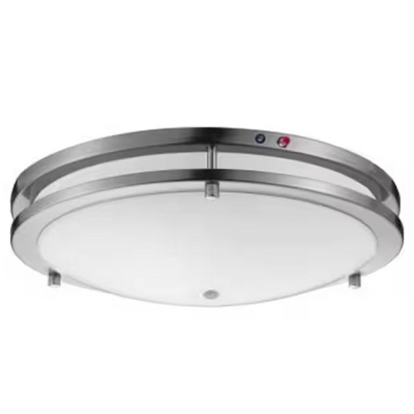 16" Brushed Nickel Selectable LED Flush Mount w/ Motion Sensor & Battery Backup - Picture 4 of 8
